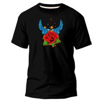 Camiseta Algodão Premium Estampa Digital Anjo Rosa Azul