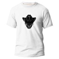 Camiseta Algodão Premium Estampa Digital Caveira com Chapeu