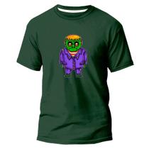 Camiseta Algodão Premium Estampa Digital Frank Verde e Roxo