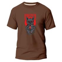 Camiseta Algodão Premium Estampa Digital Gato Bravo Mestre