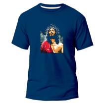 Camiseta Algodão Premium Estampa Digital Jesus Cristo Coroa