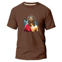 Camiseta Algodão Premium Estampa Digital Jesus Cristo Coroa