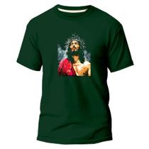 Camiseta Algodão Premium Estampa Digital Jesus Cristo Coroa