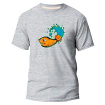 Camiseta Algodão Premium Estampa Digital Peixes Laranja DTF