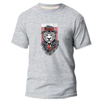 Camiseta Algodão Premium Estampa Digital Tigre Branco Selva