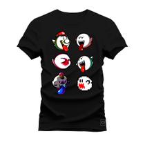 Camiseta Algodão Premium Estampada Confortável Emojis Fantasma