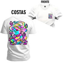 Camiseta Algodão Premium Estampada Confortável Urso Cores Frente Costas