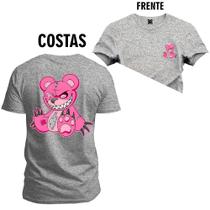 Camiseta Algodão Premium Estampada Urso Garras Frente Costas