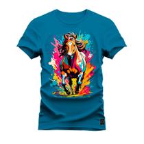 Camiseta Algodão Premium T-Shirt Cavalo Colors