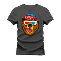 Camiseta Algodão Premium T-Shirt Urso Oculos