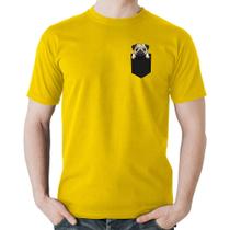 Camiseta Algodão PUG de Bolso - Foca na Moda