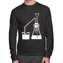 Camiseta Algodão Química Erlenmeyer e Bequer Manga Longa - Foca na Moda