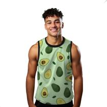 Camiseta Algodão Regata Verão Estilo Moda Praia Abacate Fruta Verde 167
