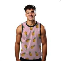 Camiseta Algodão Regata Verão Estilo Moda Praia Abacaxi Pineapple Amarelo 680 Camiseta Algodão Regata Verão Estilo Moda Praia Abacaxi Pineapple Amarelo 680