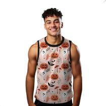 Camiseta Algodão Regata Verão Estilo Moda Praia Abóbora Fantasma Halloween Terror 216