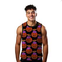 Camiseta Algodão Regata Verão Estilo Moda Praia Abóbora Halloween Cartoon 117 Camiseta Algodão Regata Verão Estilo Moda Praia Abóbora Halloween Cartoon 117