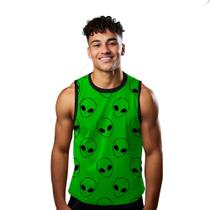 Camiseta Algodão Regata Verão Estilo Moda Praia Aliem Cartoon Verde 331 Camiseta Algodão Regata Verão Estilo Moda Praia Aliem Cartoon Verde 331