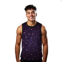 Camiseta Algodão Regata Verão Estilo Moda Praia Arte Estrelas Céu 723