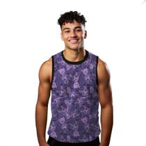 Camiseta Algodão Regata Verão Estilo Moda Praia Arte Monstro Roxo 364