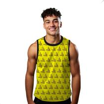 Camiseta Algodão Regata Verão Estilo Moda Praia Banana Fish Pixel Amarelo 621