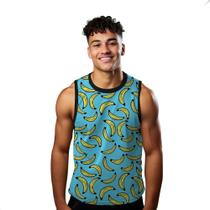 Camiseta Algodão Regata Verão Estilo Moda Praia Bananas Cartoon Amarelo 550
