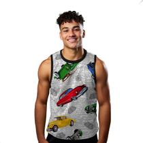 Camiseta Algodão Regata Verão Estilo Moda Praia Carros Antigos Retro Colorido 488