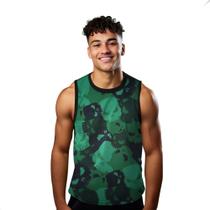 Camiseta Algodão Regata Verão Estilo Moda Praia Caveiras Verde Cartoon Estilo 768
