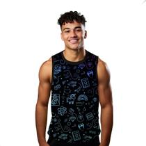 Camiseta Algodão Regata Verão Estilo Moda Praia Desenhos Objetos Cartoon Color 355