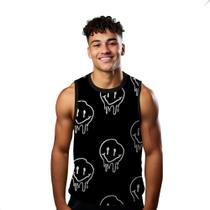 Camiseta Algodão Regata Verão Estilo Moda Praia Emoji Cartoon Branco White 231