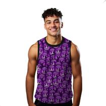 Camiseta Algodão Regata Verão Estilo Moda Praia Emoji Diabinho Roxo 720