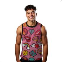 Camiseta Algodão Regata Verão Estilo Moda Praia Emojis Cartoon Estilo 651 Camiseta Algodão Regata Verão Estilo Moda Praia Emojis Cartoon Estilo 651