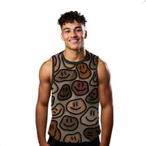 Camiseta Algodão Regata Verão Estilo Moda Praia Emojis Cartoon Maroom Happy 41 Camiseta Algodão Regata Verão Estilo Moda Praia Emojis Cartoon Maroom Happy 41