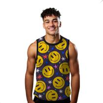 Camiseta Algodão Regata Verão Estilo Moda Praia Emojis Expressões Cartoon Estrelas 455