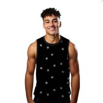 Camiseta Algodão Regata Verão Estilo Moda Praia Estrelas Cartoon Branca 384