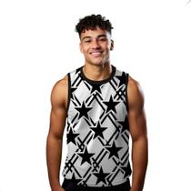 Camiseta Algodão Regata Verão Estilo Moda Praia Estrelas Desenho Preto 560 Camiseta Algodão Regata Verão Estilo Moda Praia Estrelas Desenho Preto 560