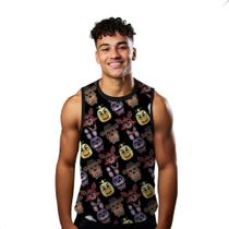 Camiseta Algodão Regata Verão Estilo Moda Praia Fnaf Game Jogo Terror 144