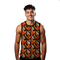 Camiseta Algodão Regata Verão Estilo Moda Praia Fogo Fire Cartoon 667