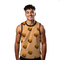 Camiseta Algodão Regata Verão Estilo Moda Praia Hambúrguer Cartoon Food 76