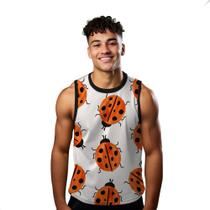 Camiseta Algodão Regata Verão Estilo Moda Praia Joaninha Vermelha Cartoon 557