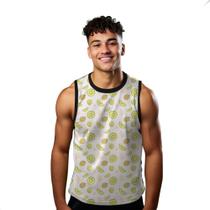 Camiseta Algodão Regata Verão Estilo Moda Praia Kiwi Cartoon Fruta Verde 452