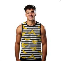 Camiseta Algodão Regata Verão Estilo Moda Praia Listras Banana Cartoon Fruta 662