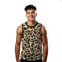 Camiseta Algodão Regata Verão Estilo Moda Praia Manchas Tigre Animal 672