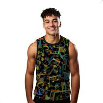 Camiseta Algodão Regata Verão Estilo Moda Praia Notas Musicais Cartoon 483 Camiseta Algodão Regata Verão Estilo Moda Praia Notas Musicais Cartoon 483