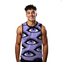 Camiseta Algodão Regata Verão Estilo Moda Praia Olhos Roxo Cartoon 111 Camiseta Algodão Regata Verão Estilo Moda Praia Olhos Roxo Cartoon 111
