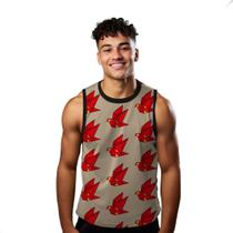 Camiseta Algodão Regata Verão Estilo Moda Praia Pássaros Cartoon Vermelho 256