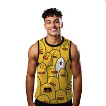 Camiseta Algodão Regata Verão Estilo Moda Praia Patinhos Cartoon Amarelo 179