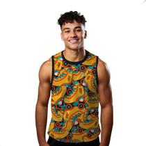 Camiseta Algodão Regata Verão Estilo Moda Praia Patins Cartoon Laranja 288