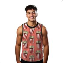 Camiseta Algodão Regata Verão Estilo Moda Praia Pipoca Popcorn Cartoon 663