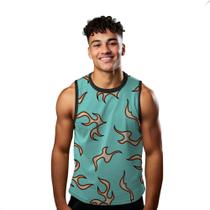 Camiseta Algodão Regata Verão Estilo Moda Praia Raios Traços Neon Fogo 62