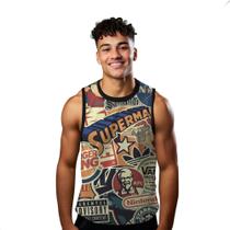 Camiseta Algodão Regata Verão Estilo Moda Praia Superman Marcas 88 Camiseta Algodão Regata Verão Estilo Moda Praia Superman Marcas 88